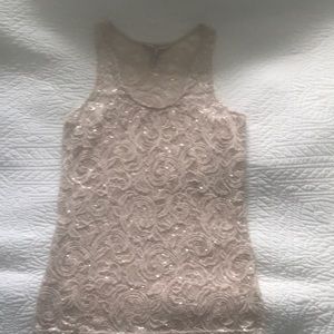 BKE tan sequin crochet tank top